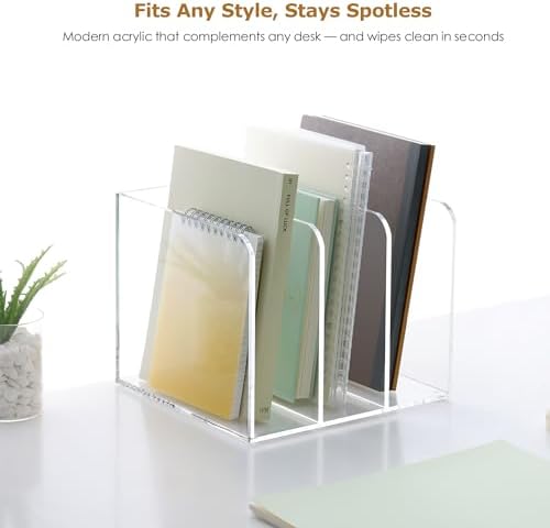 SANRUI Clear Acrylic Vertical Magazine File Organizer with 3-Slot, Clear - Image 5