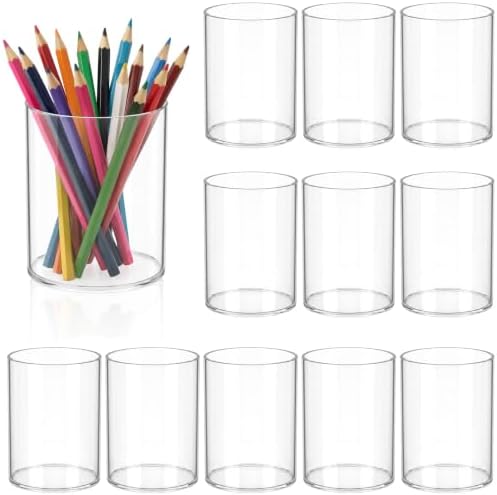 Mototo 12PCS Clear Acrylic Pen Holder Pencil Cup Office Desk Organizer Case by MOTOTO