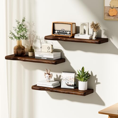 Organic Wavy Edge Floating Shelves,Hidden Brackets,2 Pack 24 in - Image 2