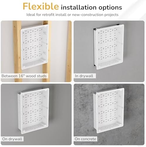 Mount-It! PRO 17" Recessed TV Box, in-Wall Media Enclosure with 4 Outlet Knockouts, Large Ventilated Box for Home Theater Equipment, Router, Cable, Samsung One Connect, WiFi Transparent AV Storage - Image 5