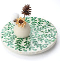 Reallnaive Mother of Pearl Lazy Susan, Round, Green Grass by Reallnaive