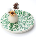 Reallnaive Mother of Pearl Lazy Susan, Round, Green Grass by Reallnaive