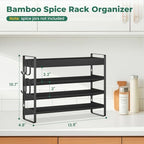 EsLuker.ly Spice Seasoning Rack Organizer Kitchen Countertop, 4 Tier Bamboo - Image 3
