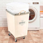 Heavy-Duty Canvas Laundry Hamper w/Wheels, 16"W x 22"D, Natural White - Image 5