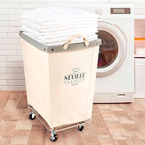 Heavy-Duty Canvas Laundry Hamper w/Wheels, 16"W x 22"D, Natural White - Image 5
