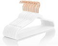 MIZGI White Velvet Hangers 50 Pack Non Slip Heavy Duty Rose Gold Hooks by MIZGI