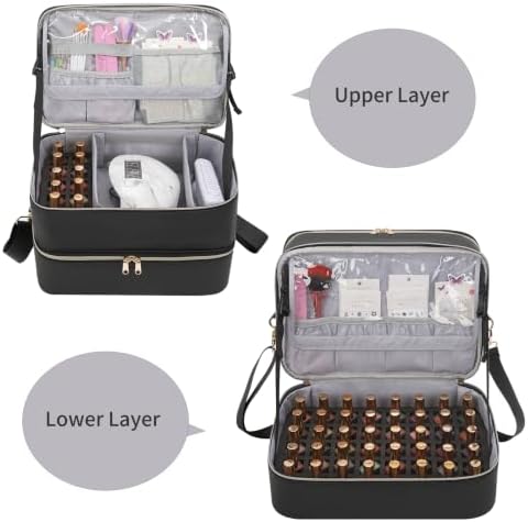 Nail Polish Organizer Bag Holds 50+ Bottles (15ml/0.5 fl.oz) &UV Nail Lamp - Image 2