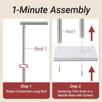Hoooh Free Standing Toilet Paper Stand with Marble Base, Brushed Nickel - Image 5