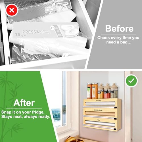 MSJGA Magnetic Plastic Wrap Dispenser with Cutter for Drawer&Refrigerator - Image 6