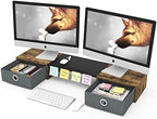 WESTREE Dual Monitor Stand Riser with Two Drawers, Extra Large Storage Monitor Stand for 2 Monitors, Desktop Organizer Stand Storage for Computer,Laptop,Screen,Printer,TV by WESTREE