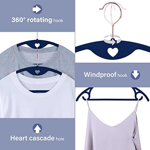 Velvet Hangers Felt Clothes Hangers 50 Pack Blue - Image 3