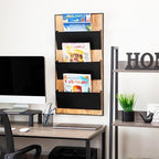 Mind Reader 3-Tier Wall-Mounted File Organizer, Wood and Metal Vertical Rack for Mail, Magazines, and Documents, Black - Image 6