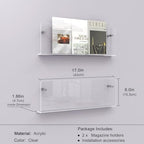 Acrylic Magazine Holder, 2 Pack Hanging Bookshelf Magazine Rack, Wall Mounted Floating Brochure Display for Waiting Room, Office, Home (Clear, 17 Inch) - Image 2