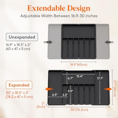 Lifewit Extra Large Silverware Drawer Organizer, Expandable Utensil Tray - Image 4