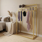 Modern Floor Standing Belt Hanger, Belt Display Stand with 39 Hooks Metal Belt Rack Organizer Storage Shelf for Belt Ties Scarf Bags, Gold - Image 5