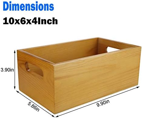 A Selected Pine Wood Organizer Open Box 4 Packs, 6x10 Wooden Storage Container with Handle for Bathroom and Kitchen - Image 2