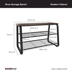 ClosetMaid 3-Tier Shoe Rack Bench - Metal Frame, Wire Shelves, Wood Seat - Entryway, Hallway, Living Room, Mudroom Organizer - Modern Walnut Finish - Image 3