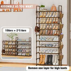 LUKYTOWER Tall Shoe Rack - 10 Tier Shoe Organizer 30-35 Pairs Boot Storage - Image 5
