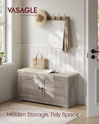 VASAGLE 3-Tier Shoe Storage Bench with Cushion, 14 x 39.8 x 20.7 Inches - Image 3