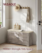 VASAGLE 3-Tier Shoe Storage Bench with Cushion, 14 x 39.8 x 20.7 Inches - Image 3
