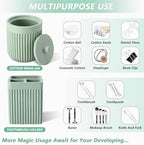 XLHOMO Resin Light Green Bathroom Accessories Set 5 Pcs, Lotion Soap Dispenser, Toothbrush Holder, Bathroom Tumbler, Qtip Holder and Vanity Tray, Bathroom Countertop Organizer Set for Modern Apartment - Image 4