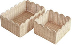 Scalloped Basket, Wicker Storage Baskets, Hand Woven Baskets for Shelves,Natural Baskets for Organizing (Rattan&M-14" L x 10.5" W x 6" H) - Image 6