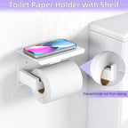5-Pieces Bathroom Hardware Accessories Set, 24 Inch Stainless Steel Towel Racks for Bathroom, Towel Bar Set Towel Ring Coat Hook and Toilet Paper Holder with Shelf Wall Mounted, White - Image 3