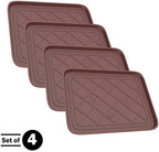 All Weather Boot Tray 4 Pack - Small Water Resistant Plastic Utility Shoe Mat for Indoor and Outdoor Use in All Seasons by Stalwart (Brown) - Image 3