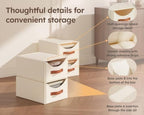 Homsorout Stackable Storage Drawers - Collapsible Storage Bins with Drawers, 4 Pack Closet Shelf Organizer Basket, Fabric Pull Out Organizer for Bedroom, Living Room, Dorm, Beige - Image 4