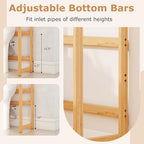 GIANTEX Bamboo Over The Toilet Storage, 3-Tier Over Toilet Bathroom Organizer with 3 Hooks & Adjustable Shelves, Freestanding Space Saver Above Toilet Shelf Rack for Laundry, Balcony, Restroom - Image 6