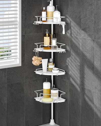 ALLZONE Two-Tone Corner Shower Caddy Tension Pole for Bath Shampoo Storage by ALLZONE