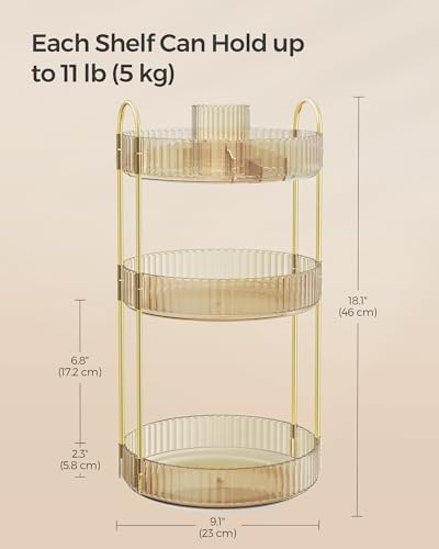SONGMICS 3-Tier Makeup Organizer, Round Rotating, Customizable - Image 6