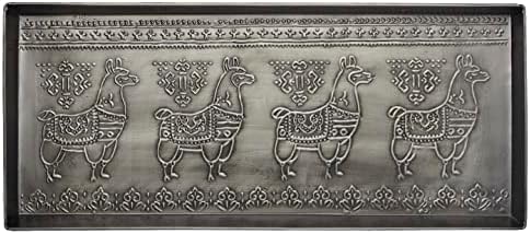 HF by LT Llama Pattern Metal Boot Tray, 30 x 13 inches, Antique Zinc Finish by HFbyLT