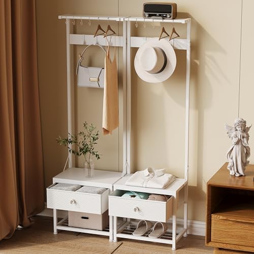 LUMTOK Hall Tree with Shoes Bench Storage,Small Coat Rack with Drawers - Image 4