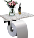 Toilet Paper Holder with Natural Marble Shelf for Bathroom Washroom,Wall Mounted Tissue Holder Suitable for Mega Roll (Brushed Nickel, Middle 7.87 * 4.72 in) by Nodafuer