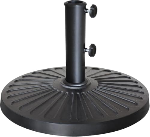 EliteShade USA 18" Patio Umbrella Base Stand, 30LBS Heavy Duty Cast Resin Outdoor Umbrella Stand Holder With 2 Adjustable Knobs for Garden Table, Rust-Free Large Umbrella Base for Backyard, Deck, Lawn, Poolside Fits 1.5"-1.9" Poles, Black by EliteShade