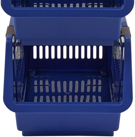 4 Pack Stacking Storage Baskets, Open Front for Pantry Organizers and Storage, Plastic Stackable Storage Bins, Dorm Room Essentials, Pantry Storage for Food, Kitchen and Home Organization (Blue) - Image 7
