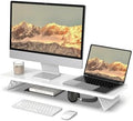 Fenge Monitor Stand Riser, Wooden & Metal Desk Shelf Organizer, White by Fenge