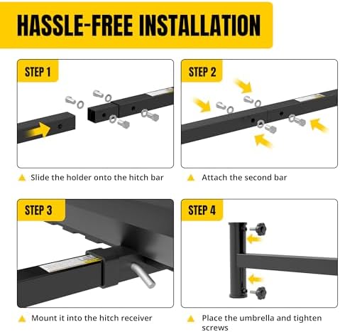 MaxxHaul 50102 Hitch Mount Umbrella Holder - Fits 2" Class III & IV Receivers - Heavy Duty Steel Holder for 1-3/8" to 2" Diameter Patio Umbrella Shafts - Ideal for Tailgating, Camping, and Fishing - Image 6