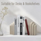 LIN CHUAN Heavy Duty Bookends for Shelves, Set of 2, Sandstone Beige - Image 5