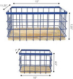 happimess Evvie 3-Piece Wire Metal Wood Nesting Baskets 15", Navy/Natural - Image 4