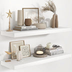 Fun Memories White Floating Shelves 36 Inch Long, 9.3 Inch Deep Floating Shelf 2 Pack for Wall Bathroom, Living Room, Kitchen, Large Long Wall Shelves with Heavy-Duty Bracket for Books Decor by FunMemories