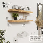 Natural Wood Floating Shelves for Wall 30 Inches Long, Oak Wooden Shelf - Image 3