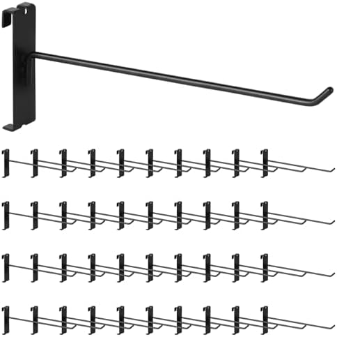 40Pcs 10" Gridwall Display Hooks Assortment Set, Black Metal Grid Wall Panel Hanging Display Hook for Garage Shop Retail Storage, Wire Diameter 5mm/ 0.2” by Yauhar