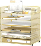 Daltack 6-Tier Paper Organizer for Desk with Handle, Gold by DALTACK
