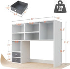 REIBII Desktop Bookshelf, 8 Shelves Desk Hutch for Dorm Room, White - Image 2