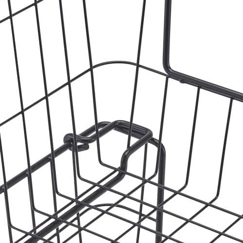 TRINITY Set of 2 19" Stackable Metal Wire Storage Baskets w Handles, Black - Image 7