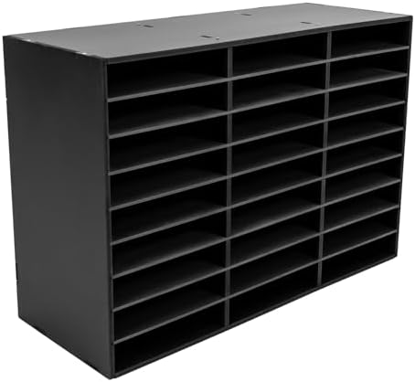 Literature Organizer, 27 Slots Compartments Mail Organizer, Literature Organizers for Office, Paper Shelves Classroom Mailbox, for Office Home School (Black) by Gbonklong