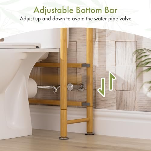AmazerBath Bamboo Over The Toilet Storage Shelf, 3-Tier Bathroom Storage Organizer Shelf, Above Toilet Storage Rack, Space Saver, White and Natural Color - Image 7