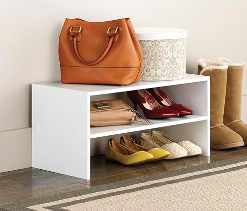 Whitmor Stackable 31" Extra Wide 2-Shelf Storage Organizer, White，2 Pack - Image 2